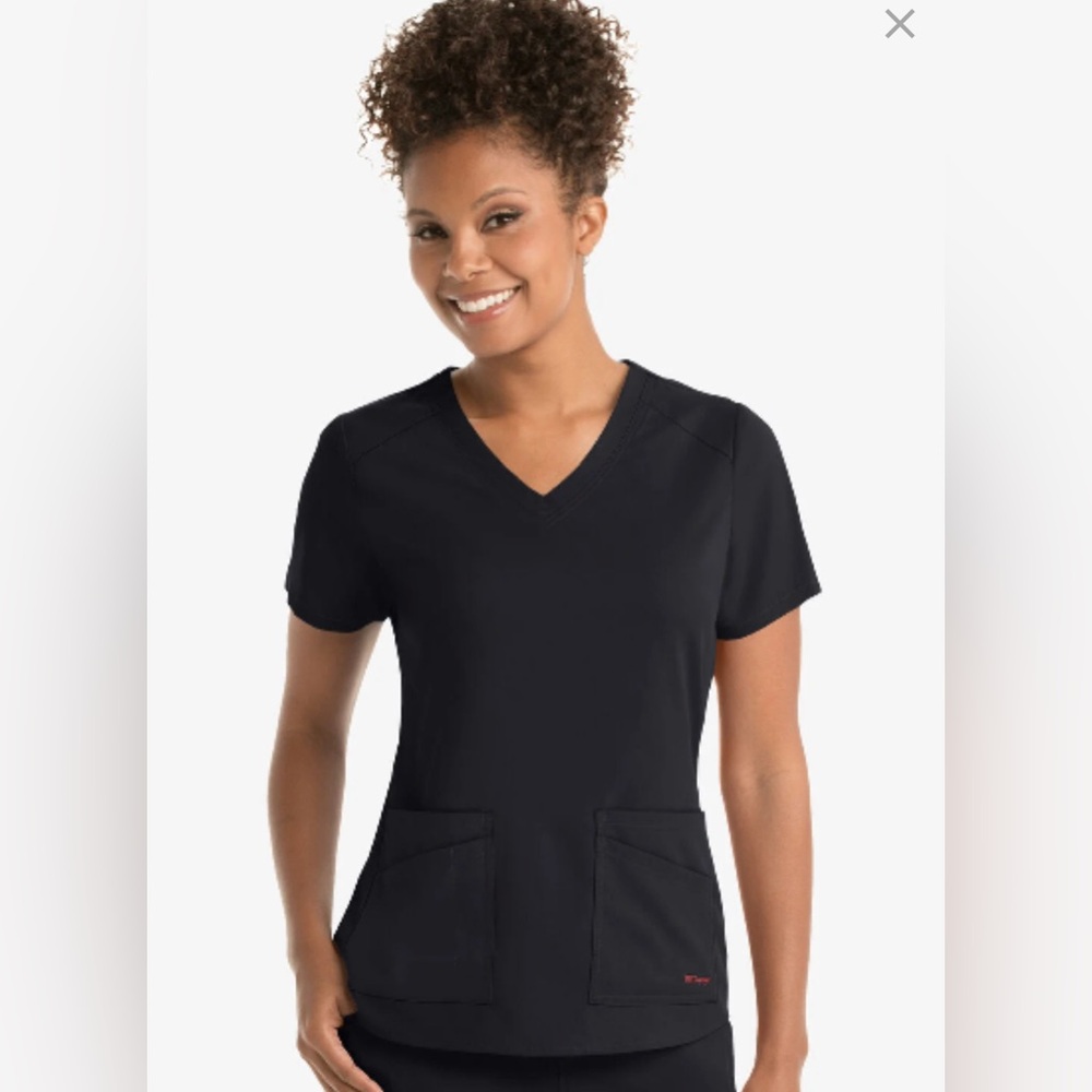 Grey's Anatomy by Barco Spandex STRETCH Emma Womens 4-Pocket V-Neck Scrub Top XS